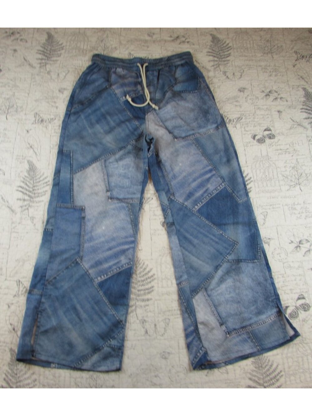 EUC Anthropologie Pilcro low rise wide leg Patchwork Pant Baggy womens Small S - Picture 4 of 8